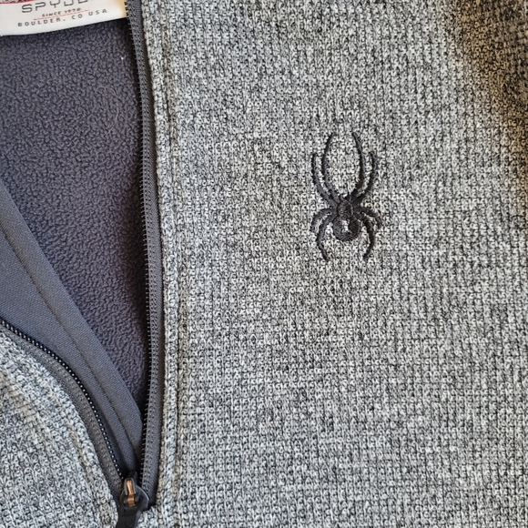 EUC Spyder Outbound Fleece Men's XL Black/Grey 1/4 Zip Pullover Activewear Top - Picture 3 of 9